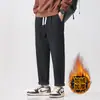 Pantalones Casuales para Hombre 2026 Otoño e Invierno Estilo Nuevo Forrados de Felpa Gruesos de Pierna Recta Largos de Moda con Cordón Pantalones Deportivos Pantalones Largos