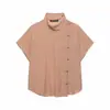 Venta al por mayor transfronteriza 2026 Moda europea y americana holgada estilo chino nuevo botonadura diagonal de manga corta a rayas camisa para mujer D26394