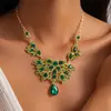 Colar Vintage Europeu e Americano Transfronteiriço com Strass em Forma de Gota, Acabamento Requintado, Corrente para Clavícula Estilo Palácio, Colar Elegante de Moda de Nicho