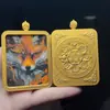 Nuevo Colgante de Collar Thangka de Guanyin de Oro Coloreado Pintado a Mano de Alta Gama con Cuerda Colgante del Dios de la Riqueza Amarillo Accesorios para Mujer Colgante