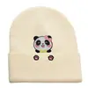 Nuevo Gorro de Lana Tejido con Bordado de Panda Lindo Protección para Orejas Gorro de Pareja Otoño e Invierno Dibujos Animados Gorro de Lana Bordado Cálido Gorro Pulóver
