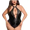 Ropa Interior Sexy Europea y Americana para Mujer Talla Grande Pijamas Sexys Perspectiva Encaje Hueco Tentación Tres Puntos Enterizo Pijamas Sexys