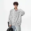 Sudadera cárdigan retro con cuello alto, estampado de estrellas y tres rayas para hombre y mujer, holgada y casual, adecuada para parejas en otoño