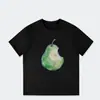 Camiseta suelta de manga corta con estampado de pera estilo americano de seda de leche para mujer, top casual de alta gama para verano