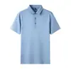 Camiseta de manga corta para hombre de algodón mercerizado de doble cara, 70 hilos, nuevo estilo de verano, suave como la seda, transpirable, con cuello, polo de color liso para hombre