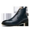 Sapatos masculinos de couro de cano alto, estilo britânico, estilista de cabelo, marca de moda, sapatos masculinos, cano médio, sapatos casuais de couro