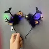 Adereço de Cabeça de Halloween Infantil Faixa Engraçada de Cabeça de Abóbora Menina Véu Preto Princesa Menininha Faixa de Cabeça Luminosa Galhadas
