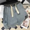Pantalones cortos de mezclilla de trabajo para hombre, de verano, de marca de moda, de calle, con cachorros, elegantes, casuales, de todo tipo, de cinco puntos, de cuatro puntos, estilo americano.