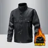 Retro Americano Transfronteiriço Novo Couro Masculino Gola Alta Suit de Motociclista Primavera Outono e Inverno Casual Versátil Jaqueta de Couro Masculina
