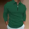 Camiseta Polo de Manga Larga con Cremallera de Waffle para Hombre, Top con Decoración de Cremallera, Otoño Europeo y Americano 2025 Amazon