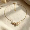 Pingente de Espiga de Trigo em Forma de Arroz de Pérola de Água Doce, Colar Simples e Fresco Estilo Nicho, Corrente de Clavícula Versátil e Elegante de Luxo Leve