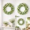 1 Pieza Corona Redonda de Rosas Blancas Artificiales Rústicas, Corona Floral de Rosas Blancas Falsas con Follaje, Corona Colgante Estilo Rústico de Granja para Decoración de Puerta, Pared, Hogar en Primavera, Verano, Boda, Día de San Valentín Dos Opciones de Tamaño
