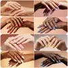 Caixa com Conjunto de Adesivos para Unhas Coloridos Sólidos de Média e Curta Duração, Franceses Foscos com Glitter, Pontas de Unha de Alta Qualidade Desgastáveis