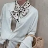Nuevo Estilo Coreano Bufanda Protectora Solar de Lunares para Mujer Bufanda Artística Pequeña de Seda para Primavera y Otoño Bufanda Estrecha Larga de Cinta Fina