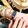 Relojes de Mujer de Moda al por Mayor, Relojes Cuadrados Decorativos Estilo Vintage para Estudiantes, Relojes Verdes Pavo Real para Mujer