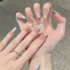 Nova Coleção Outono/Inverno 2026 de Nail Art Vestível: Unhas Postiças Laço Olho de Gato Populares do Xiaohongshu, Unhas Postiças Brancas Iluminadoras