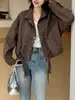 Chaqueta corta de moda estilo coreano con cuello alto para mujer, nueva colección otoño 2026, holgada y casual, top que rejuvenece para figuras petite