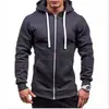 Suministro Transfronterizo Sudadera con Capucha para Hombre Color Sólido Estilo Europeo y Americano Cárdigan Chaqueta de Manga Larga Sudadera de Forro Polar con Cremallera para Hombre