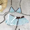 Bikini retro de lunares de tres piezas con tirantes, traje de baño sexy escotado en la espalda y dividido para mujer, nuevo modelo 2026