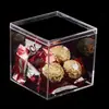 Caixa Quadrada de Acrílico Transparente Caixa Plástica Caixa para Embalagem de Chocolate e Doces Caixa de Armazenamento Quadrada Tampa Superior e Inferior Caixa à Prova de Poeira
