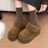 Zapatos de Felpa con Suela Gruesa para Aumentar la Altura para Mujer, Pantuflas de Punta Cerrada, Calzado de Exterior 2026 Otoño/Invierno Nuevos, Calzado Birkenstock Cálido Slip-on
