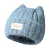 Nuevo Gorro Cálido de Lana Otoño e Invierno para Mujer, Gorro de Punto Lindo Estilo Coreano con Orejas de Gato, Color Macarrón Versátil que Reduce la Edad, Estilo Holgado