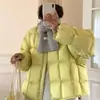 Nuevo abrigo de algodón acolchado de invierno estilo coreano 2026 con cuello redondo, lindo, de cuadros pequeños, corte holgado, cálido y versátil