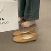 Zapatos de abuela Chuyuji retro versátiles de punta cuadrada de cuero suave, versátiles y cómodos para los pies, mocasines de ballet de suela blanda para mujeres embarazadas