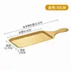 Plato Rectangular de Acero Inoxidable Coreano con Asa Plato Dorado para Barbacoa Fondo Plano Plato para Carne Plato para Bistec Occidental Comercial