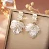 Pendientes de Borla de Concha de Zirconia Geométrica Estilo Super Hada Resort de Playa Pendientes de Diseño Nicho Pendientes de Moda para Mujer