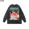 Camiseta de manga larga estampada al por mayor transfronteriza para mujer, estilo Harajuku japonés, ropa de pareja holgada y desgastada.