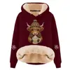 Sudadera con capucha informal elegante y holgada de talla grande para temporada de primavera y otoño, composite de algodón sintético, lana de cordero, hombros caídos, cordón