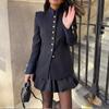 Ropa de Mujer al por Mayor Transfronteriza Otoño 2025 Estilo Europeo y Americano Chaqueta con Cuello Alto y Mangas Largas Decorada con Botones Dorados Blazer Ajustado