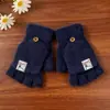 Ciclismo de Invierno Transfronterizo A Prueba de Frío y Cálido con Parte Superior Plegable de Felpa Estilo Japonés para Estudiantes Femeninas Guantes de Algodón sin Dedos Halloween Luminosos Invierno
