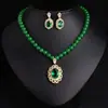 Collar de ágata con cuentas de esmeralda y pendientes de circonita con incrustaciones, de lujo europeo y americano, ideal para mujeres, joyería de nicho que combina con todo.