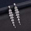 Pendientes Largos con Borlas AAA Zirconio en Escalera Incrustado Estilo Coreano Lujo Cena Moda Pendientes Personalizados Moda Pendientes