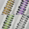 Serie de Colores Degradados Uñas Portátiles Ojo de Gato Bombilla Pequeña Cuentas de Vidrio Manicura Parches de Uñas Pre-hechos Cortos Elegantes Venta al por Mayor