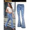 Calça Jeans Feminina Transfronteiriça Europeia e Americana com Estampa de Estrelas Calças de Verão Femininas