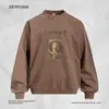 Moletom com Capuz Tie-dye Estampa de Retrato Criativo Americano Masculino Tendência Primavera e Outono Solto Casual Pulôver Gola Redonda