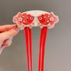 Diadema con lazo rojo estilo chino para niña, horquilla con borlas para Año Nuevo, horquilla de estilo nacional