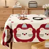 Toalha de Mesa Desenho Animado, Sem Lavagem, Impermeável, À Prova de Óleo, Resistente ao Calor, Estilo Dopamina Creme, Toalha de Mesa Retangular, Protetor de Mesa, Chá