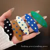 Pinza BB ovalada de estilo coreano retro con bloques de color y lunares, accesorio para el cabello de pinza lateral con textura única para flequillo