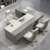 Mesa de Escritório Moderna Simples, Mesa de Gerente, Mobiliário de Escritório, Elegante Conjunto de Mesa e Cadeira Executiva, Mesa de Chefe
