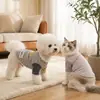 Ropa de otoño e invierno para perros de compañía, ropa para el hogar, conjunto a juego para padres e hijos, sudadera fina de rayas, chaleco de dos patas para perros y gatos pequeños y medianos