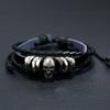 Ventas directas de fábrica Venta al por mayor de joyería europea y americana Pulsera de cuero vacuno para hombre con cuentas personalizadas de calavera Accesorios de venta caliente