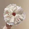 Scrunchie de Renda Estilo Coreano para Mulheres 2026 Novo Estilo Elástico de Cabelo Estilo Preguiçoso Corda de Cabelo Grande Acessório para Coque Flor de Cabelo