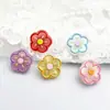 Botones de Flor Iridiscente Pintados en Relieve Frescos y Sencillos Flores Pequeñas de Imitación de Concha Coloridas Vestido para Niños DIY Hecho a Mano