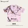 Secado al Aire Libre Verano Europeo y Americano 240g Camiseta de Manga Corta para Hombre con Estampado de Hojas Deportiva Holgada de Secado Rápido para Hombre