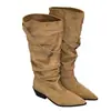 Botas Plisadas de Punta Fina 2026 Otoño/Invierno Nuevo Estilo Hebilla de Cinturón Botas Altas de Monta Botas Largas Plisadas con Tacón Grueso