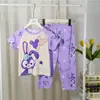 Pijama Infantil, Calça Longa para Meninas, Roupas de Verão de Manga Curta, Conjunto de Roupas Caseiras Fofas de Princesa para Crianças de Meia-Idade e Mais Velhas, Adequado para Usar Fora